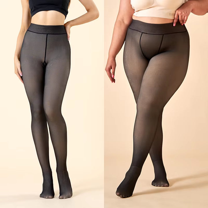 plus sized front view Fleece-Lined Tights